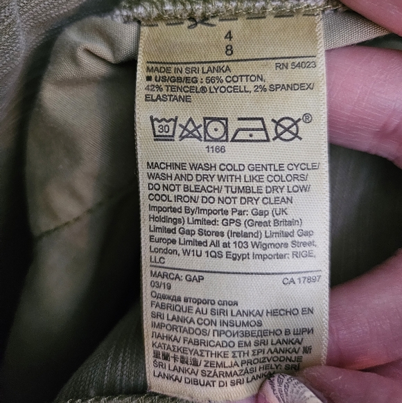 Gap Army Green Relaxed Fit Utility Jogger Pants, Cotton Tencel Size 4 - Picture 8 of 8